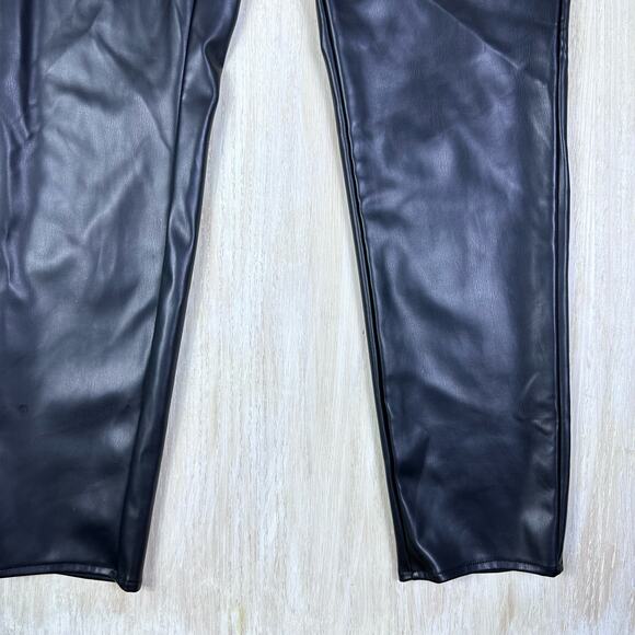 NWT Missguided Black Faux Leather Slim Leg High Rise Trousers Pants Size 12 - Picture 5 of 15